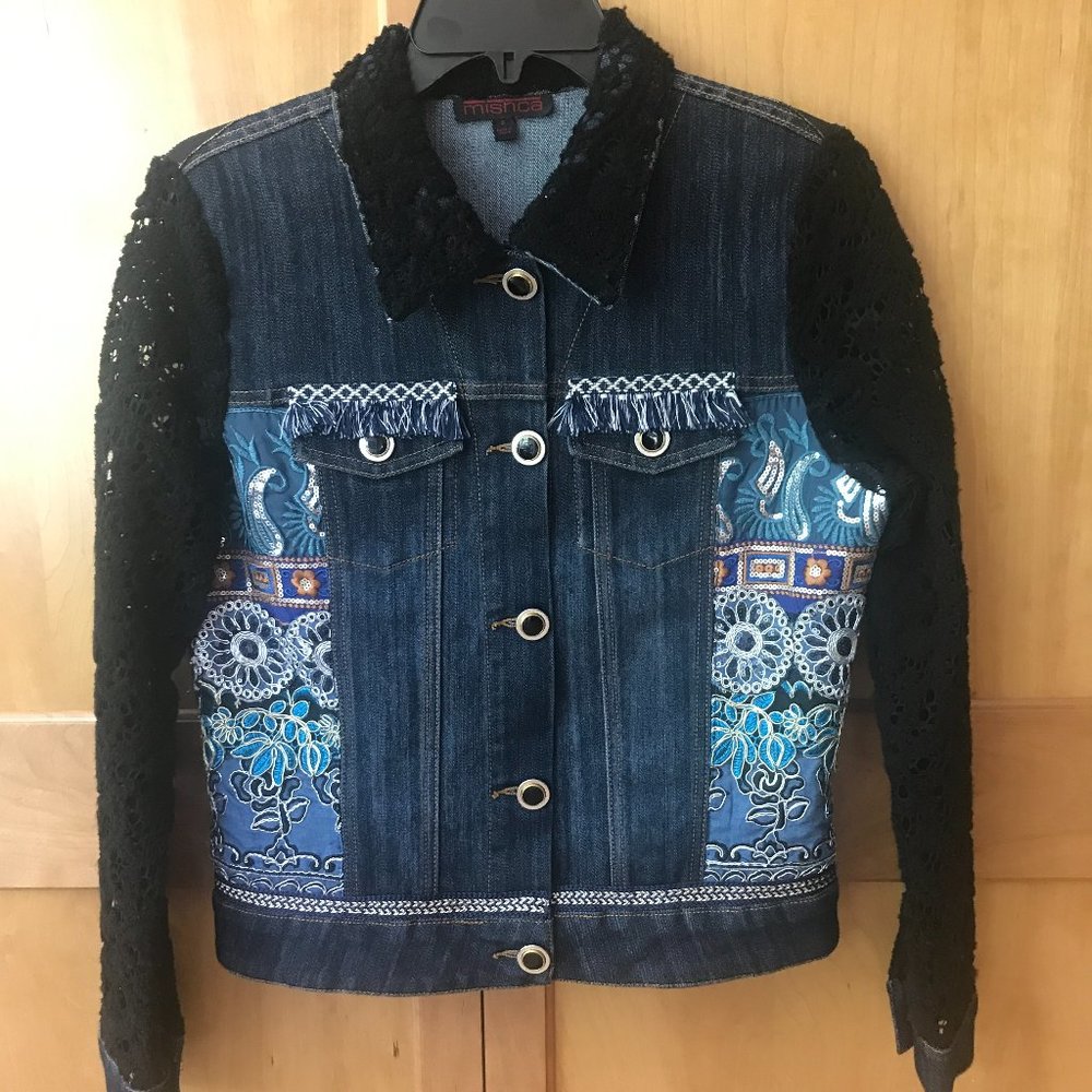 Mishca Denim Embroidered Sequin Jacket